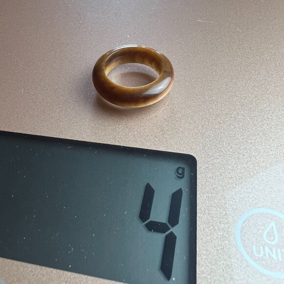 Solid Tigers Eye Ring, Unisex Tigers Eye 7mm Band, Chakra Ring, Size 8 - Picture 6 of 6